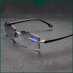 Intelligent Zoom Anti-blue Light Reading Glasses Frameless Cutting Edge Presbyopic Glasses Men and Women Presbyopic Glasses