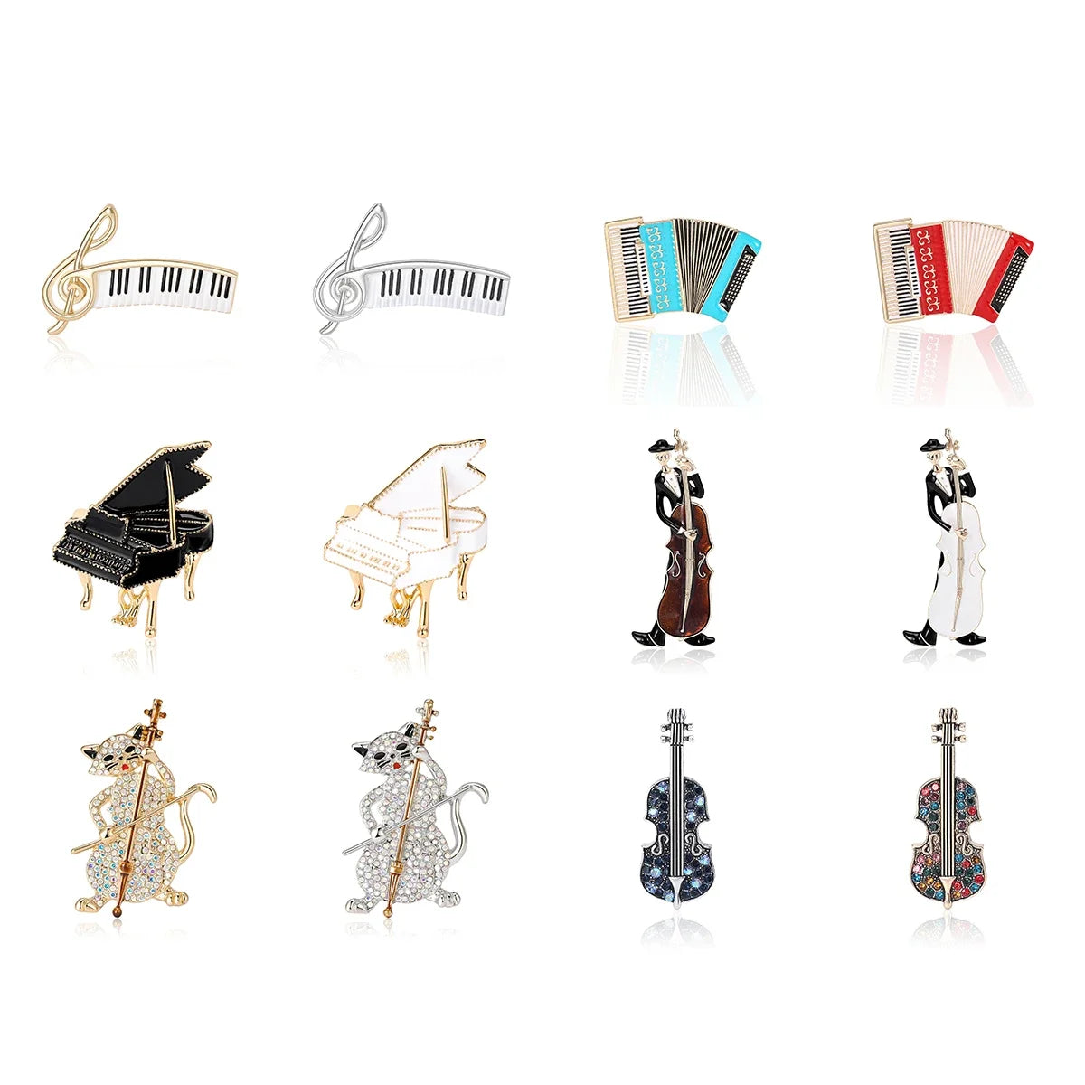 Enamel Cello Musician Brooches for Women Unisex Musical Instrument Pins Multi-color Available Office Party Accessories Gifts
