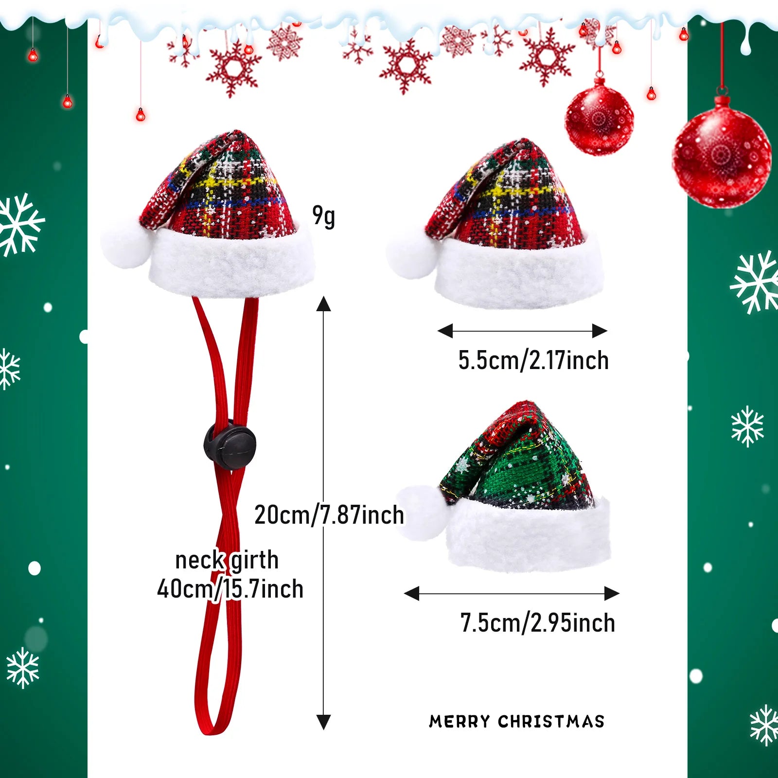 Pet Hats Christmas Party Adjustable Dog Hat Classic Plaid Pet Cap For Dogs and Cats Pet Dog Grooming Accessories