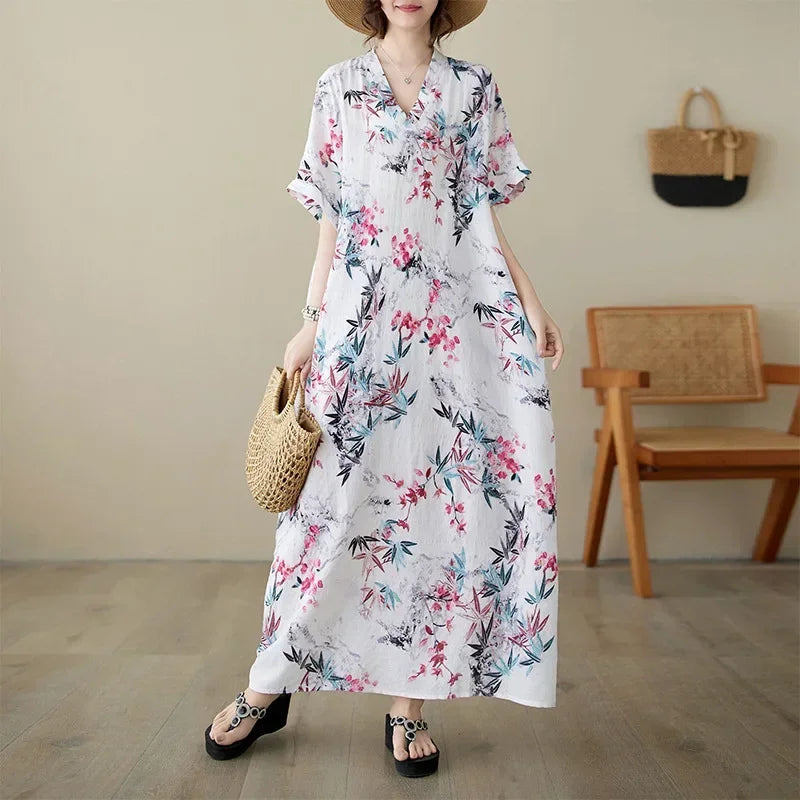Summer Dress for Women Clothing Long Dress Fashion Clothes Cotton Vintage Harajuku Elegant Streetwear Maxi Beach Dresses