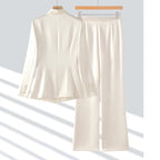 Office Ladies Formal Pant Suit 2 Piece Set Women Ebony Black Female Long Sleeve Business Work Wear Blazer Jacket And Trouser