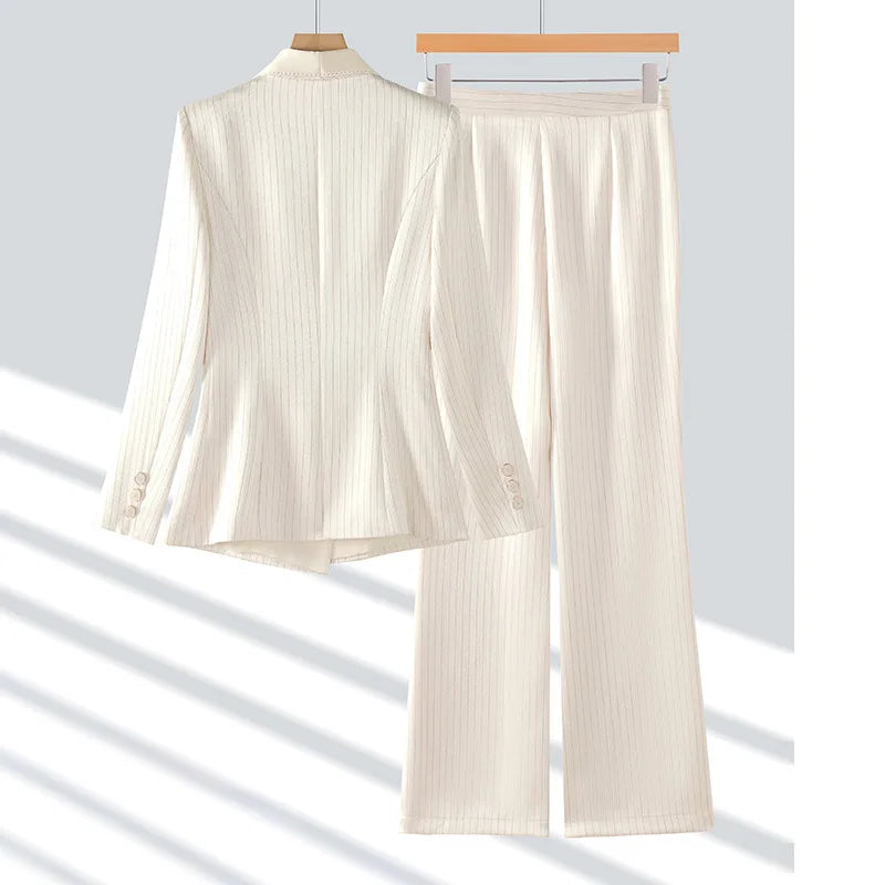 Office Ladies Formal Pant Suit 2 Piece Set Women Ebony Black Female Long Sleeve Business Work Wear Blazer Jacket And Trouser