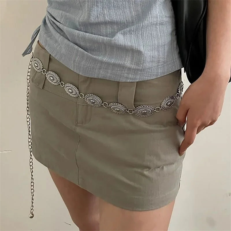 Retro Versatile Ethnic Style Metal Bohemian Waist Chain Belt For Women Fashion Sweater Chain Waist Seal Body Decor Accessories