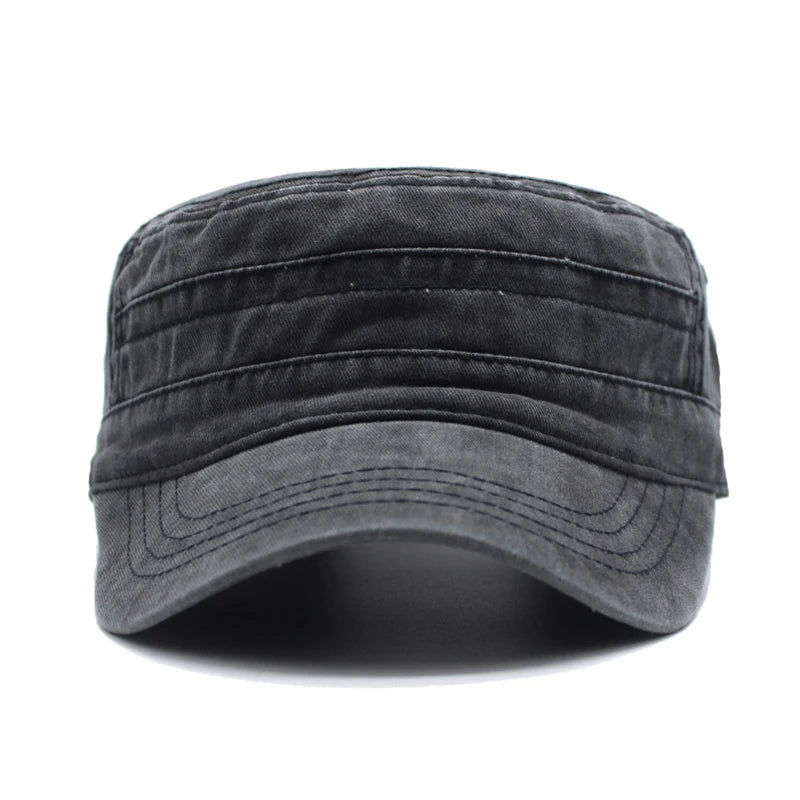 Men Thicker Denim  Flat Top Hat Solid Caps for Women Male Washed Caps Adjustable Flat Hats Unisex Cotton Sun Hat Wholesale