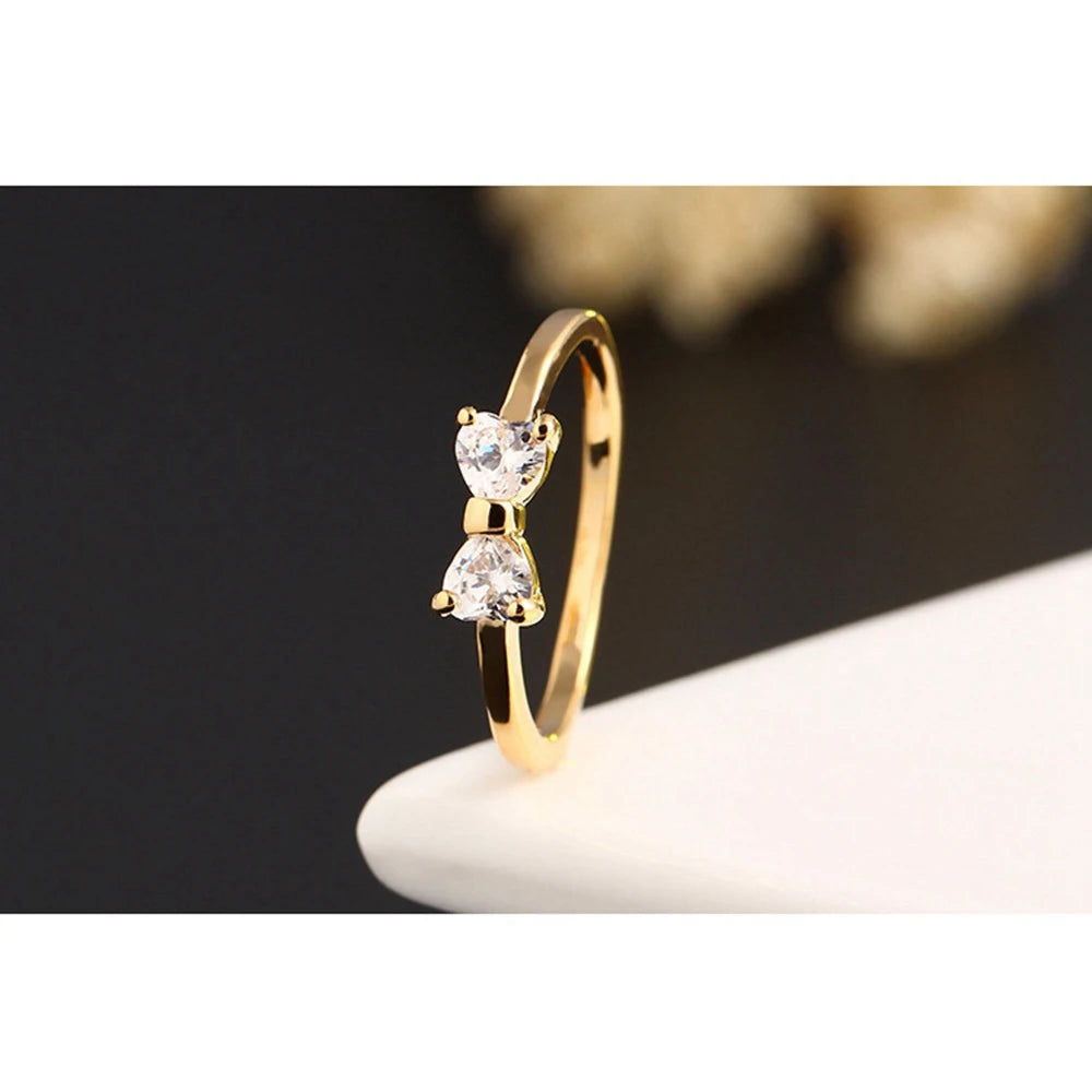 New Statement Brand Women Statement Rings Jewelry White Gold Color Bowtie Cubic Zirconia Wedding Band Ring Bague Femme Bijoux