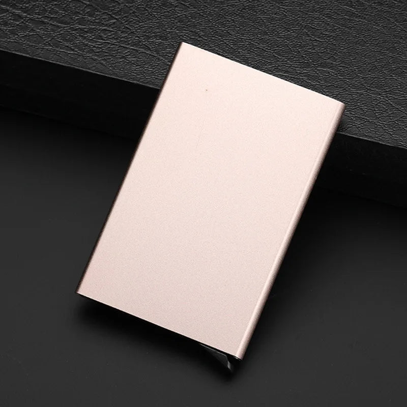 Portable Bank Card Box Anti-theft Brush ID Credit Card Box Simple Business Card Box Aluminum Alloy Card Box Metal Wallets Pocket