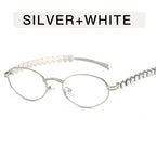 Fashion Eyeglasses Frames For Women Men Silver Oval Glasses Anti Blue Light Small Rhinestone Sunglasses With Metal Frame