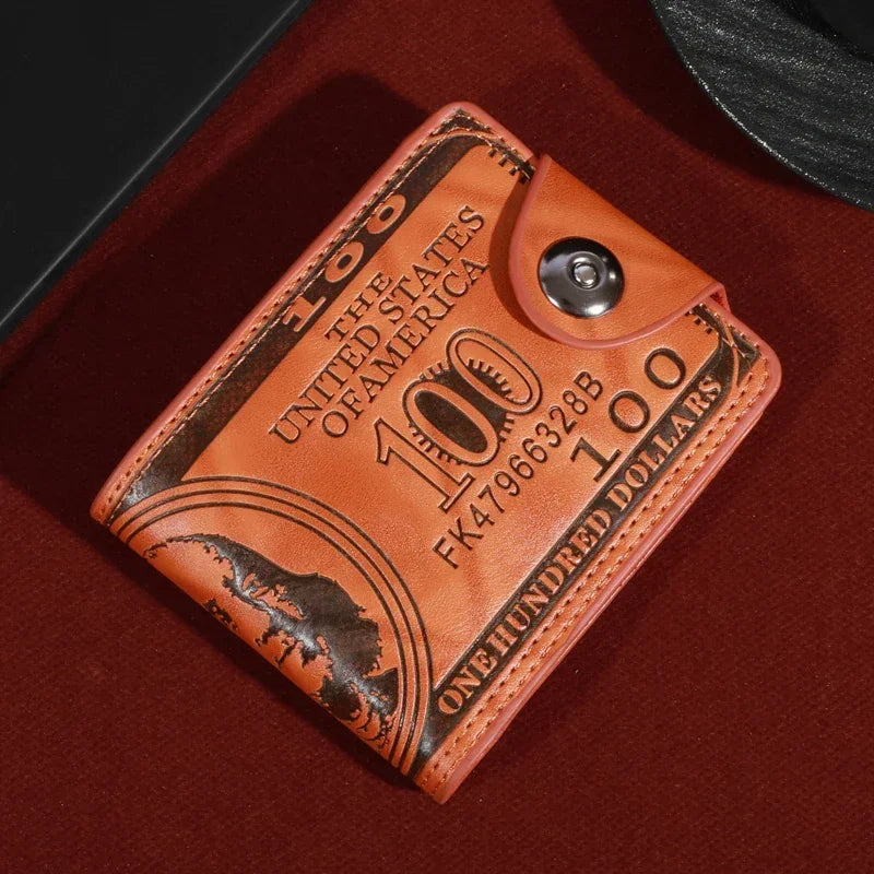 Men's Wallets With 100 US Dollar PatternWallet Male Leather Walet Photo Card HolderFashion Large Capacity Wallet Purse Bag