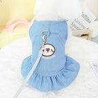 Pet Denim Pet Dresses Dress for Dog Small Dog Pet Dresses Clothes Cowboy Dress Sundress with Leash Ring Spring Summer Soft Sweet Skirt Pet Costume