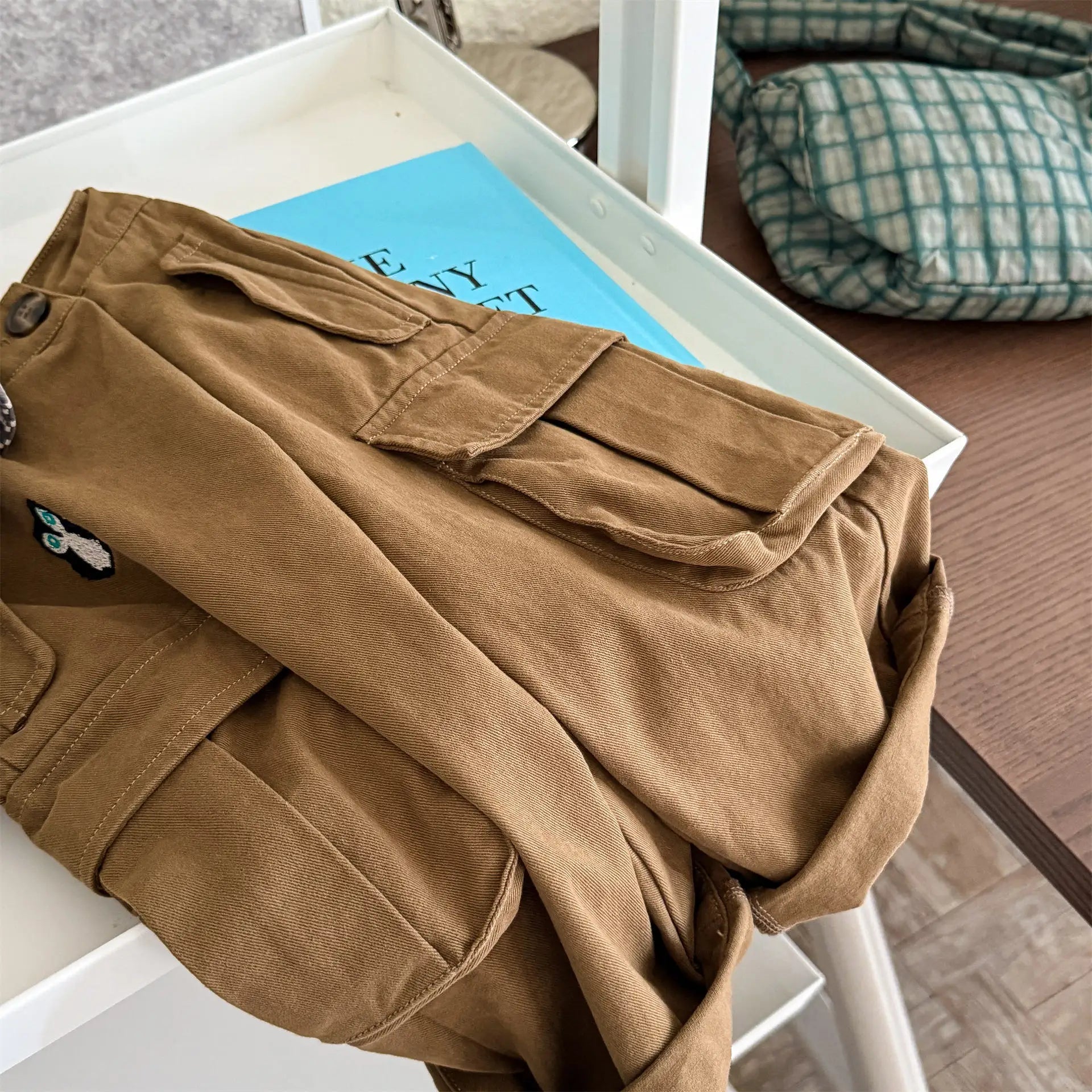 Children Pants 2025 Autumn New Children Clothing Korean Spring Autumn Washed Cotton Work Pants for Girls and Boys