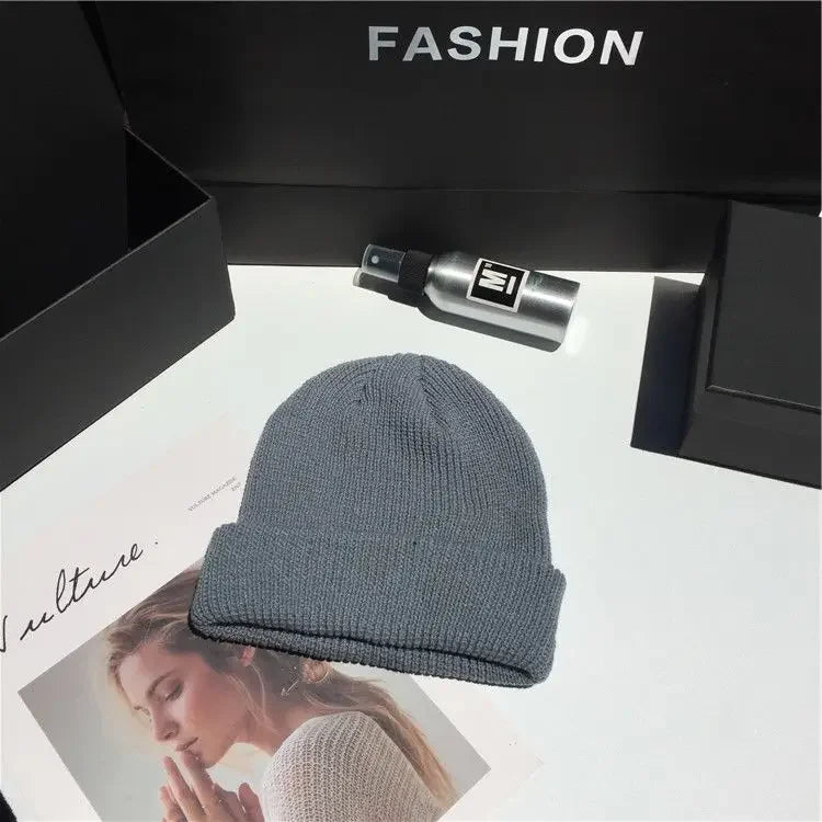 Beanies Women Solid Simple Winter Warm Cotton Knitted Womens Skullies All-match Trendy New Harajuku Chic Students Leisure Hats