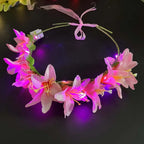 Light Up Party Flower Headband Wreath Crown Floral Wedding Garland Bridal Hairbands Festivals Photo Birthday Christmas