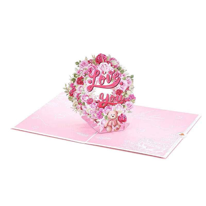 Valentine's Day Valentine Bear Pop Up Three-dimensional Card Greeting Card Creative Gift Card Heart Shape Bear For Couples Wife