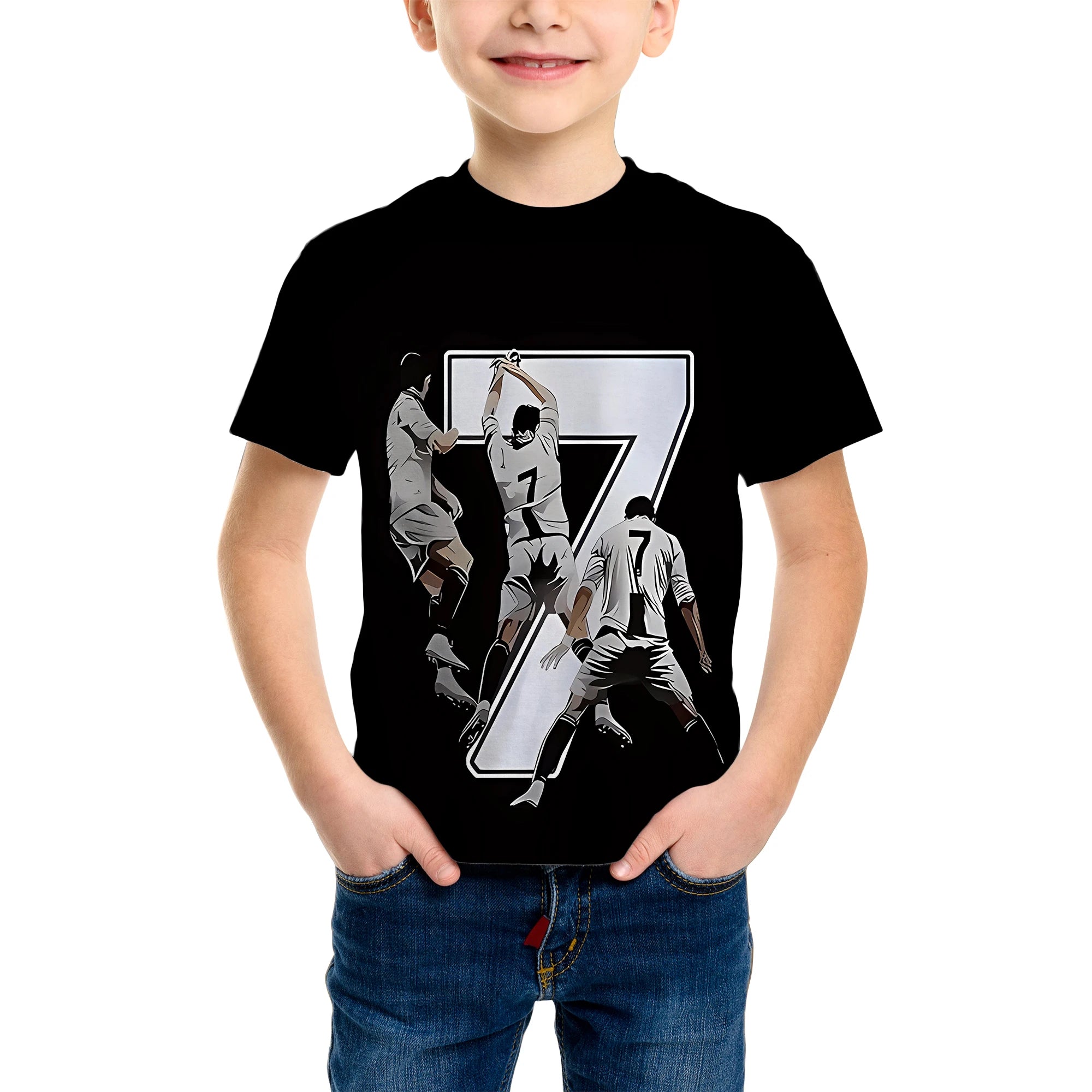 Children's T-shirt suitable for summer wear, suitable for outdoor sports, digital children's T-shirt