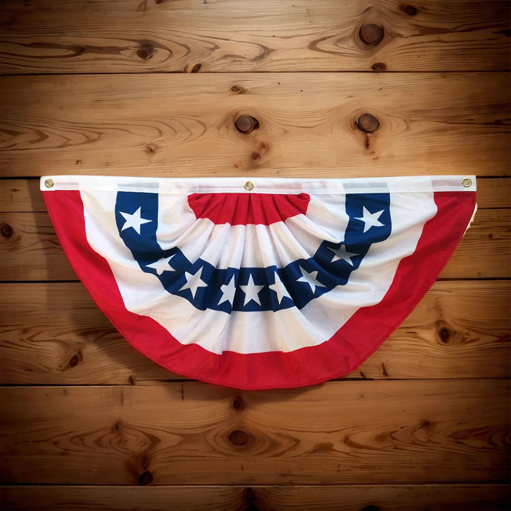 USA Flags Pleated Fan Flag 4th of July Memorial Independence Day Decor American Flags Bunting Fourth Of July Decorations Outdoor