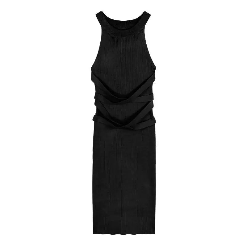 women's dresses  Elegant Sexy Sleeveless  Back Textured Mini Skinny Dress New Fashion Summer Casual PTKPCC