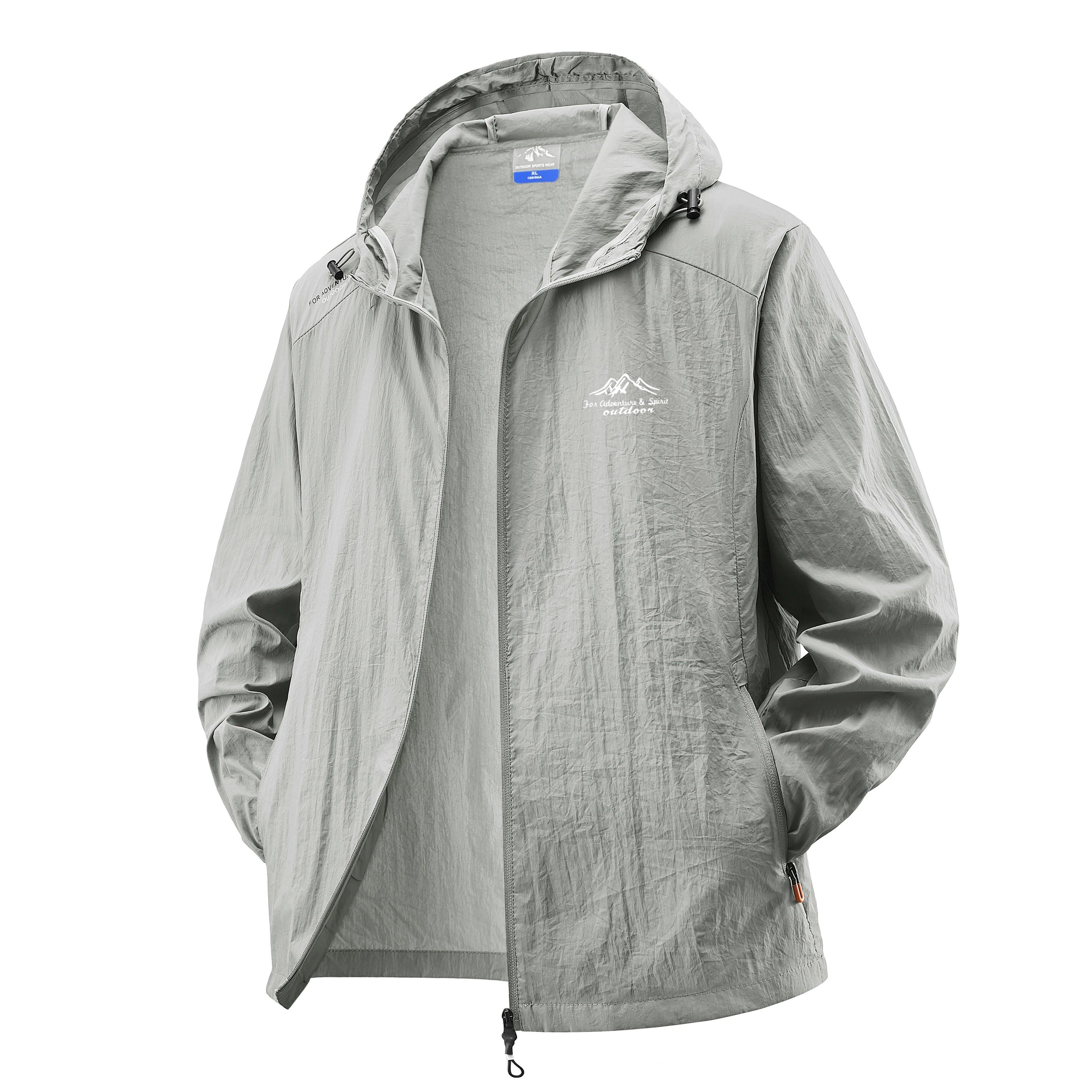 Summer Men's Sun Protection Clothing Lightweight Breathable Ice Silk Hooded Quick Dry Jacket Outdoor Anti-ultraviolet Skin Coat