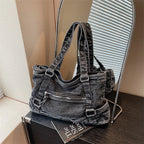 Bags women handbags ladies.Stylish New Denim Handbag, Washed and Old Shoulder Bag, Locomotive Bag, Crossbody Bags for Women