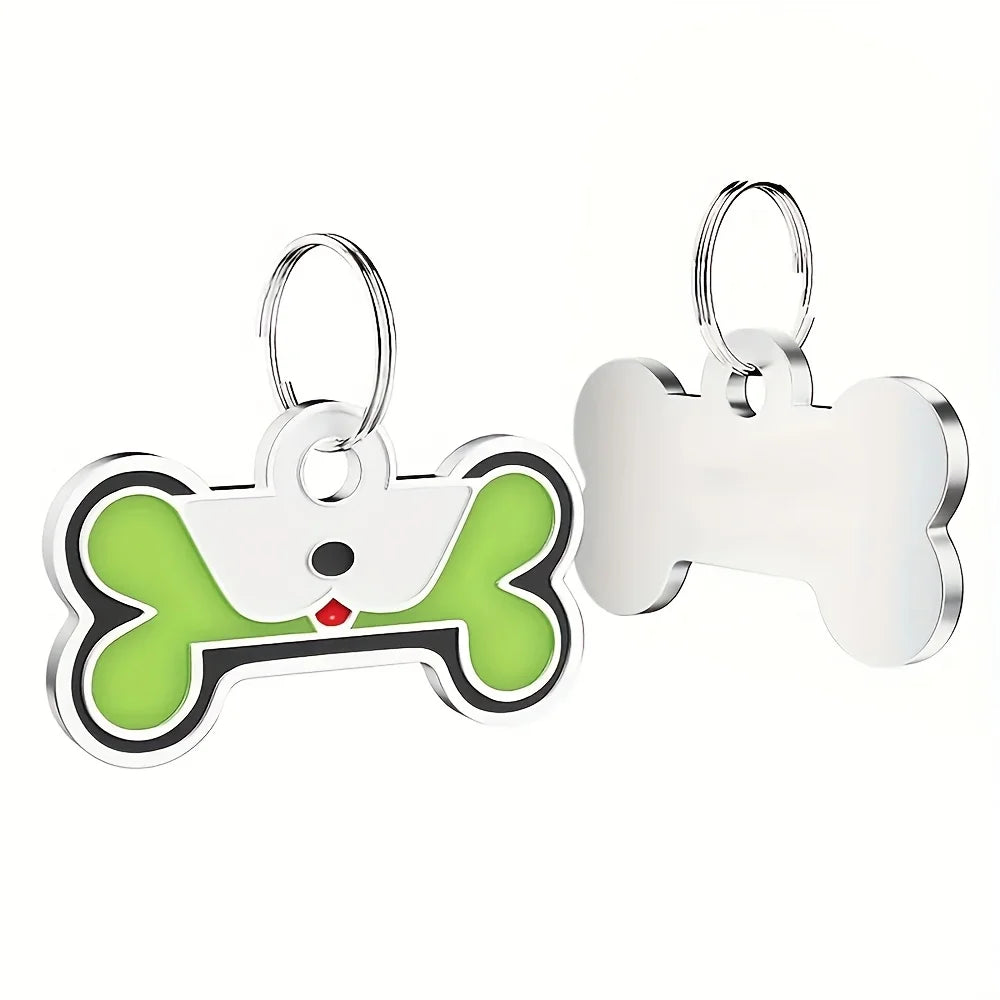 Custom Tags Custom Engraved Pet ID Tags, Personalized with Name, Birthday, Phone, Address - Durable Zinc Alloy Bone-Shaped Collar Pendant -