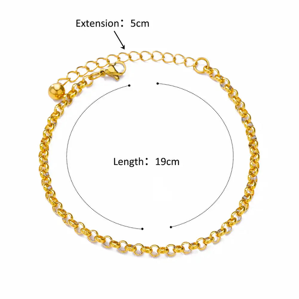 Anklets for Women Stainless Steel Gold Color Chain Anklet Female Summer Beach Accessories Foot Leg Bracelets New Fashion Jewelry