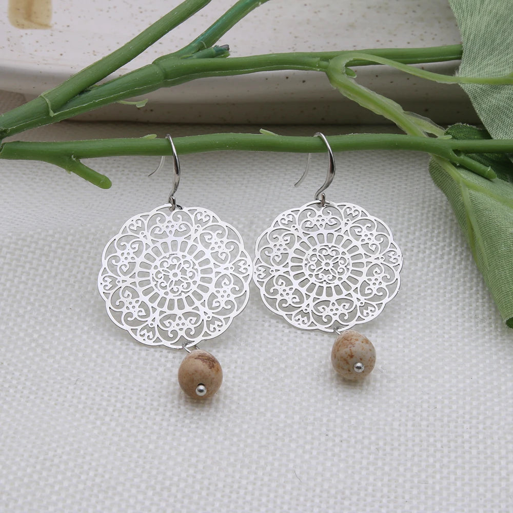 Drop Earrings Dangle Bohemian Metal Carving Hollow Pattern Crystal Water Charm 2023 New Hot Fashion Jewelry Accessories Brand Ms