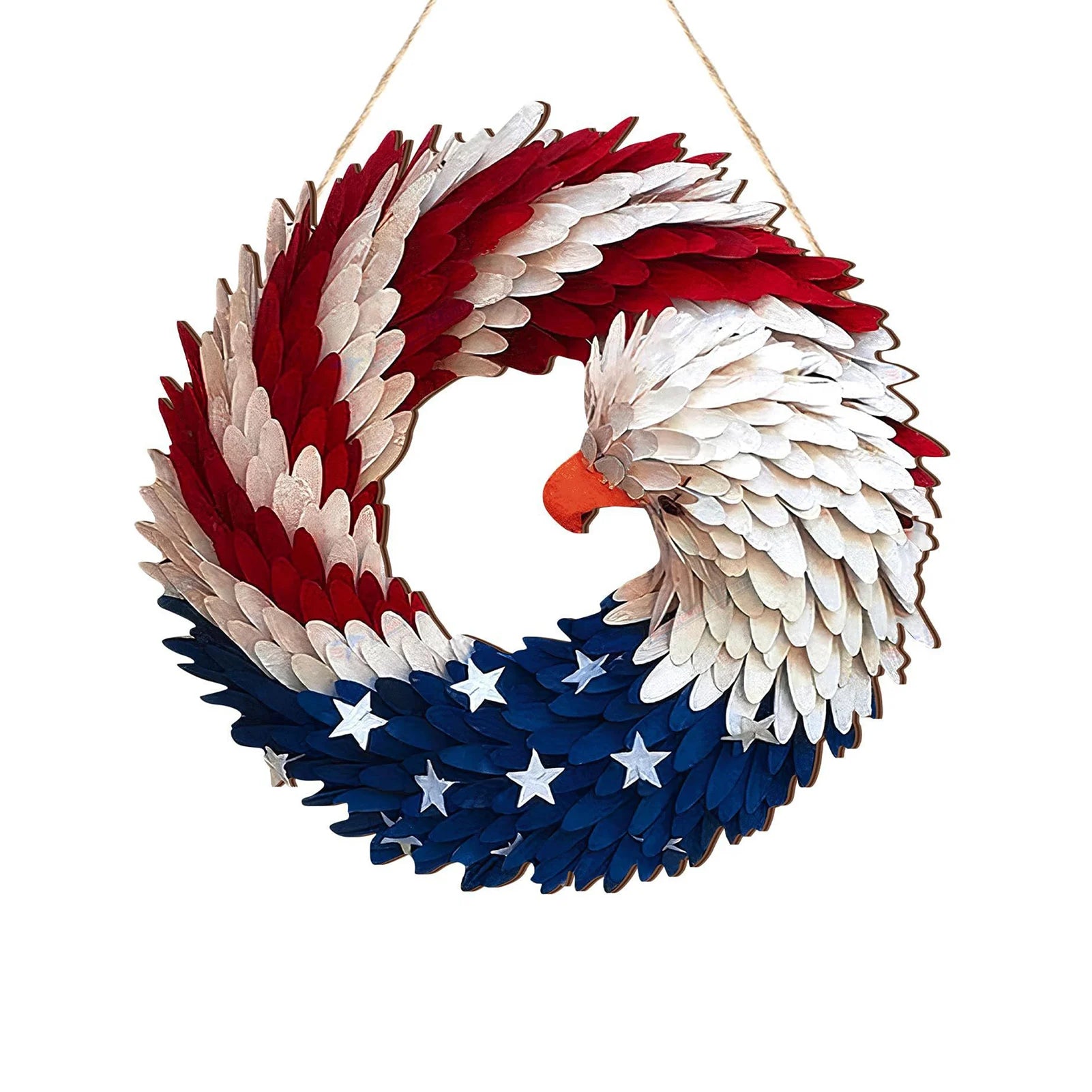 Round Porch Door Sign 4th of July Porch Decorating Independence Day Outdoor Plaque Wall Arts Decor Festival Hanging Garland