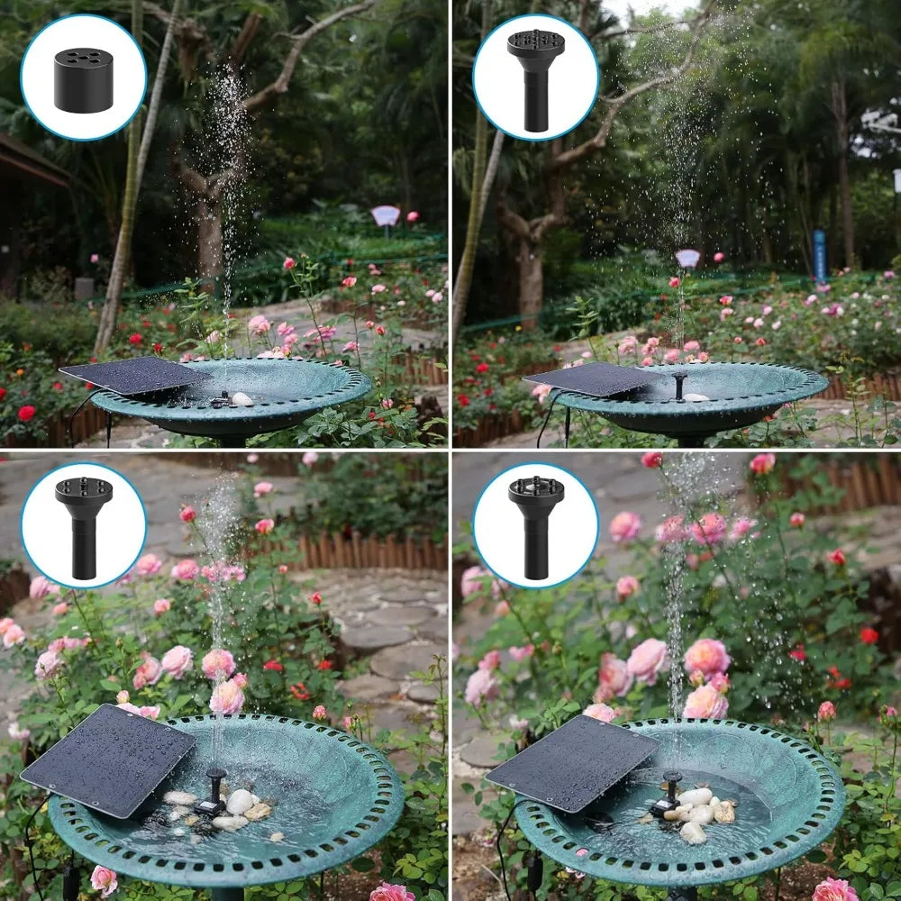 9w Solar Fountion Solar Water Fountain for Garden Floating Water Fountain with 4 Nozzles and Water Pipe Solar Fountain for Pond
