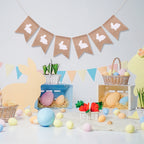 Easter Cute Rabbit Jute Banner Garland Burlap Linen Flag 2025 Happy Easter Party Home Wall Hanging Decoration Supplies Kids Gift