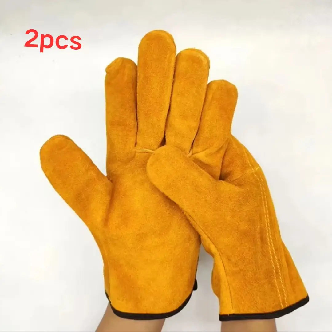 Men Work Gloves Soft Cowhide Driver Hunting Driving Farm Garden Welding Security Protection Safety Mechanic Glove