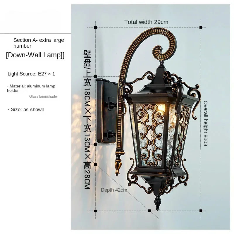 Outdoor wall light waterproof European style outdoor garden super bright home villa gate balcony exterior