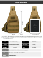 Crossbody bag, men's tactical Single shoulder chest bags, daily bag, travel sports, off-road running, hiking Мужская сумка bolsa