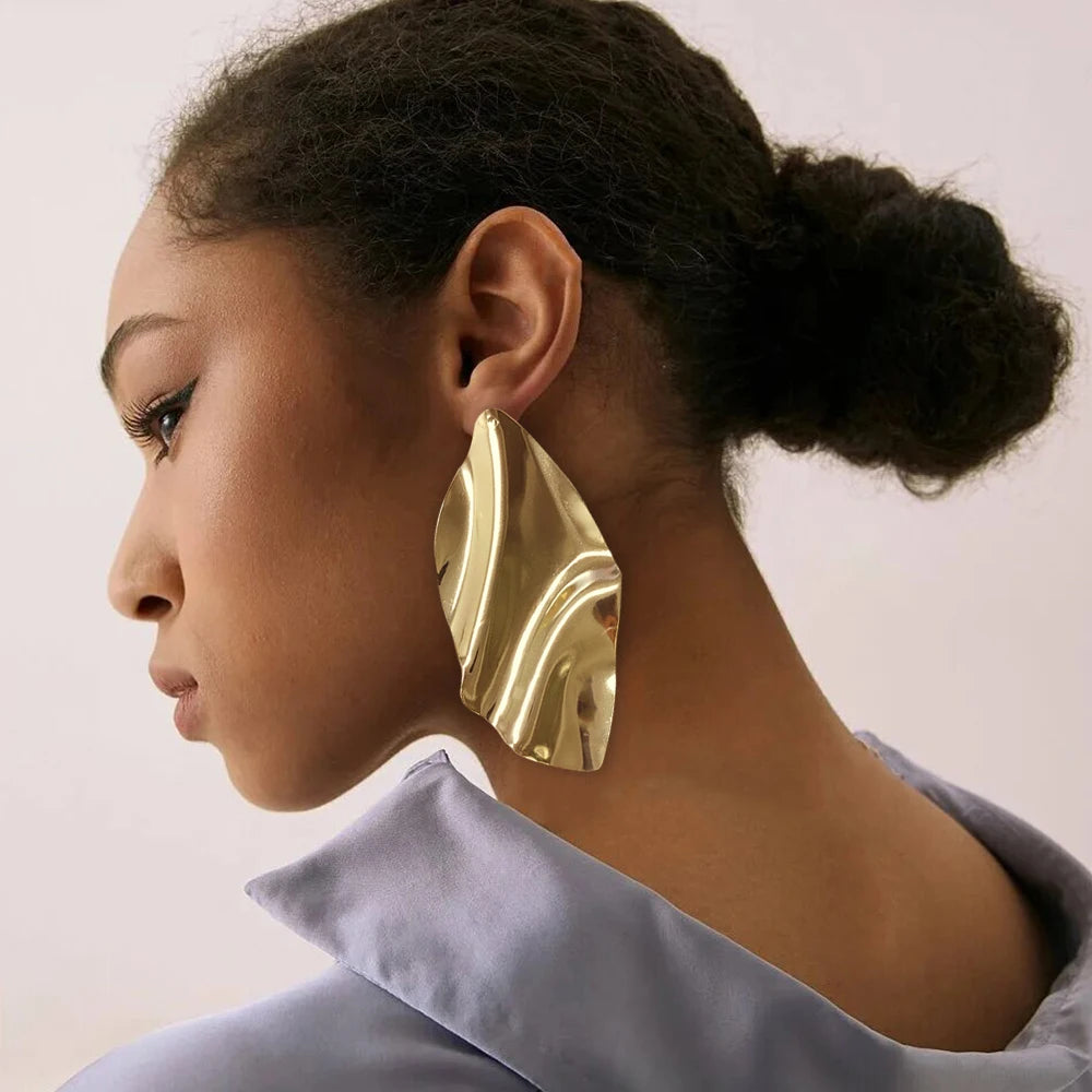 Hoop Earring For Women Gold Color Stud Big Pendant dangle Drop  Earrings