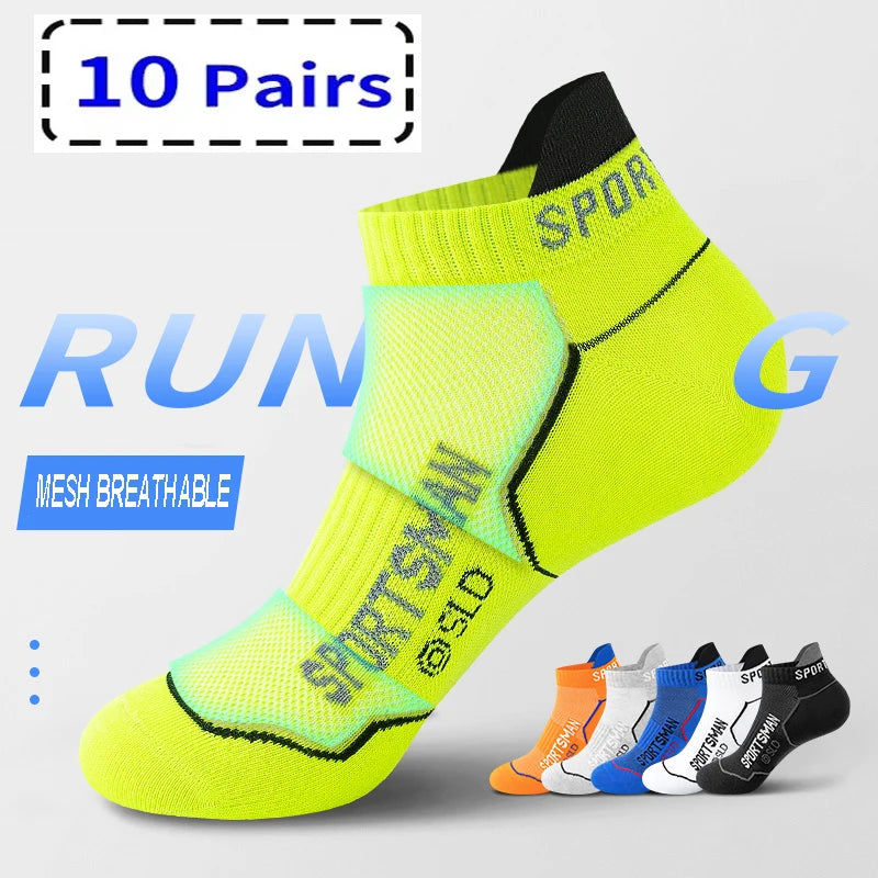 10 Pairs High Quality Socks Men's Summer Man Short Socks Breathable Ankle Socks Cotton Sports Socks Black Thin Cut Run Men Socks