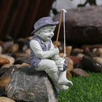 Garden Statue Fishing Boy Cartoon Character High Quality Resin Pool Pond Patio Lawn Outdoor Decoration Villa Gardening Ornament