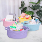 Easter Rope Basket With Transparent Packaging Bag And Ribbon Bow Woven Basket Open Dish Storage Basket Shelf Basket Key Towel
