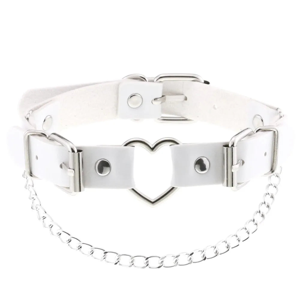 New Harajuku Chocker Sexy Pentagram Rivets White Goth Punk Chokers Gothic Choker Necklace for Women Hip Hop Bondage Cosplay