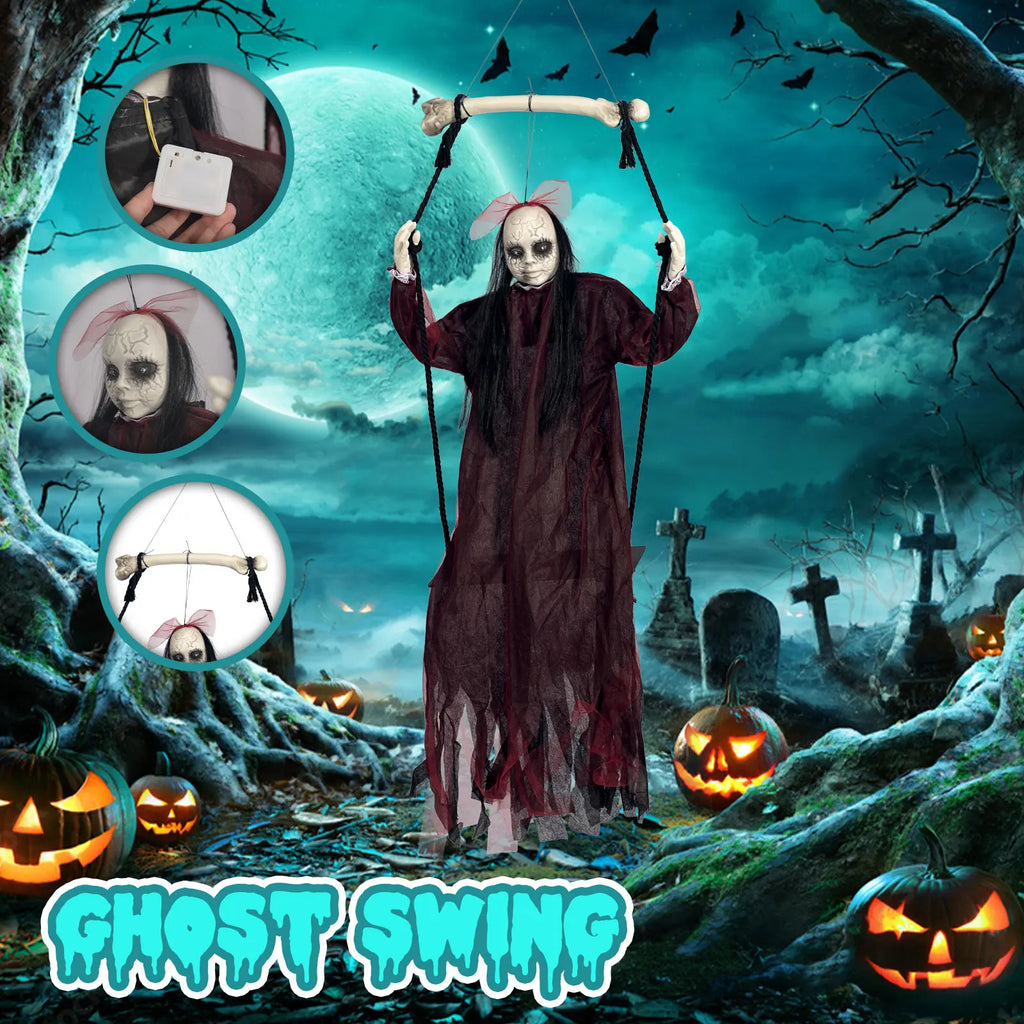 Halloween Swing Hanging Decoration Funny Swing Electric Light Sound Horror Trick Decoration Holiday Atmosphere Layout Background