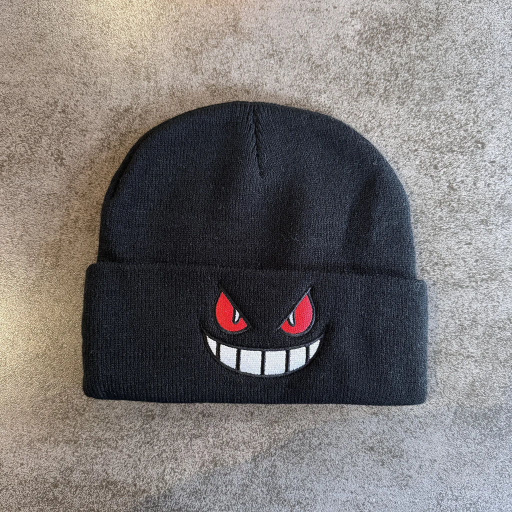 Cartoon Embroidered Beanies Popular American Anime Cartoon Embroidered Knitted Autumn Winter Warm Hat Wool Hat Gengar Beanies