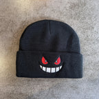 Cartoon Embroidered Beanies Popular American Anime Cartoon Embroidered Knitted Autumn Winter Warm Hat Wool Hat Gengar Beanies
