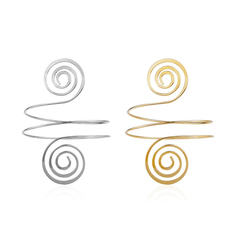Upper Arm Bracelet Metal Coil Swirl Spiral Shape Armband Cuff Fashion Simple Arm Bangle Armlet Adjustable for Women Girl