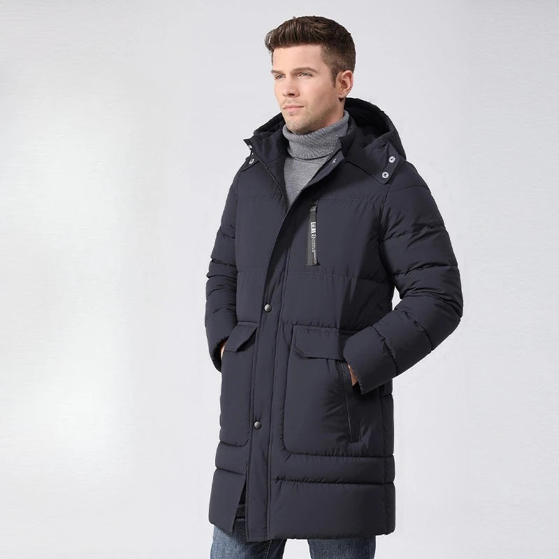 Winter Coat for Men Winter Jackets Water Resistant Warm Thicken Casual Versatile Puffer Coat Men Mid Length Cotton Padded Jacket