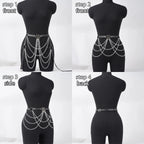 Women Fashion Belly Belt Chain Street Style Belt With Chain Gothic harness chain bustier Harness Waist Belt Clothing Accessories