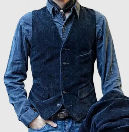 Men's Vintage Vests British Style Corduroy Vest Casual Coats Fashion Single-breasted Sleeveless Jacket for Man Formal Waistcoat