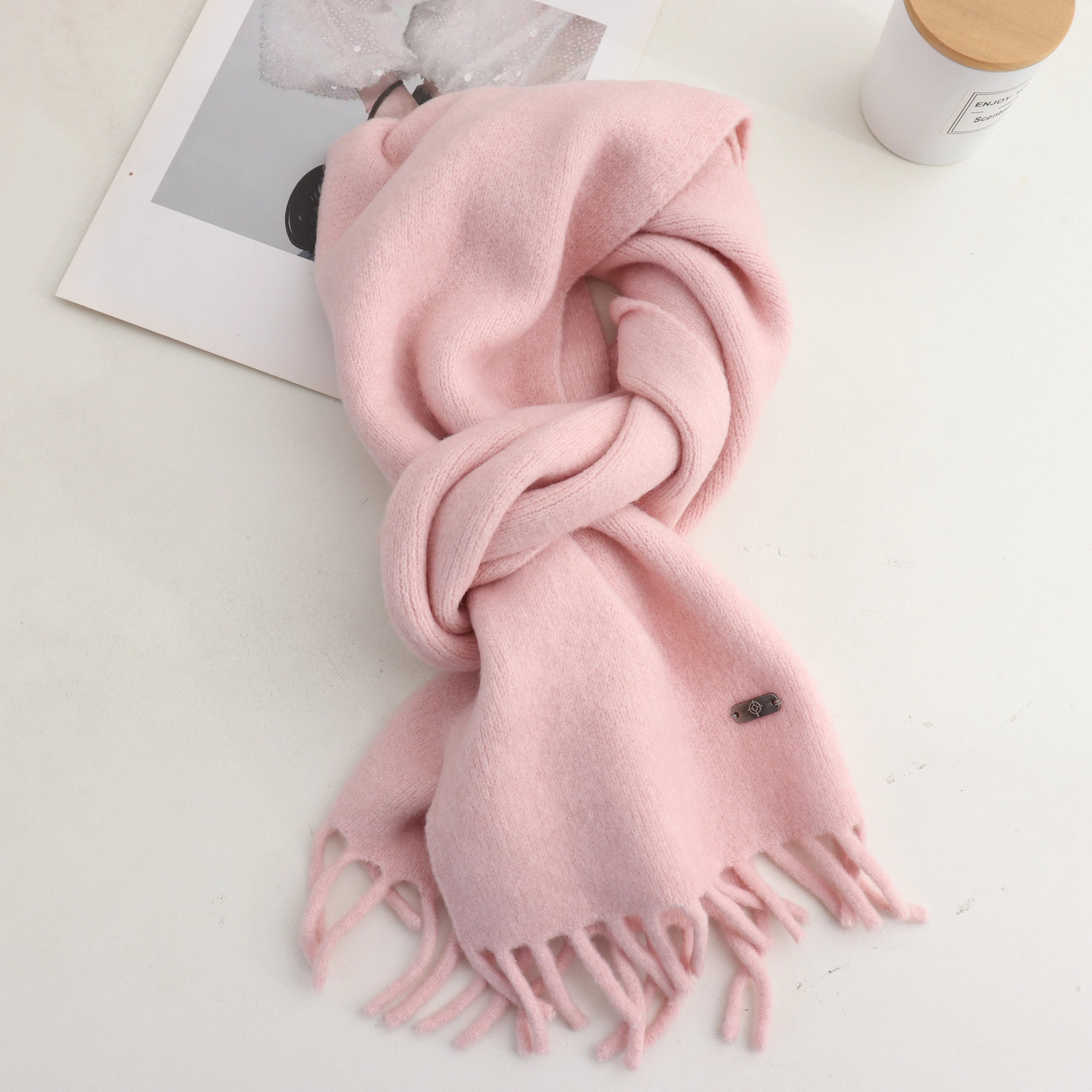 Women New Scarf Autumn Winter Pure Color Scarve Femme Knitted Fashion Shawl Unisex For Women