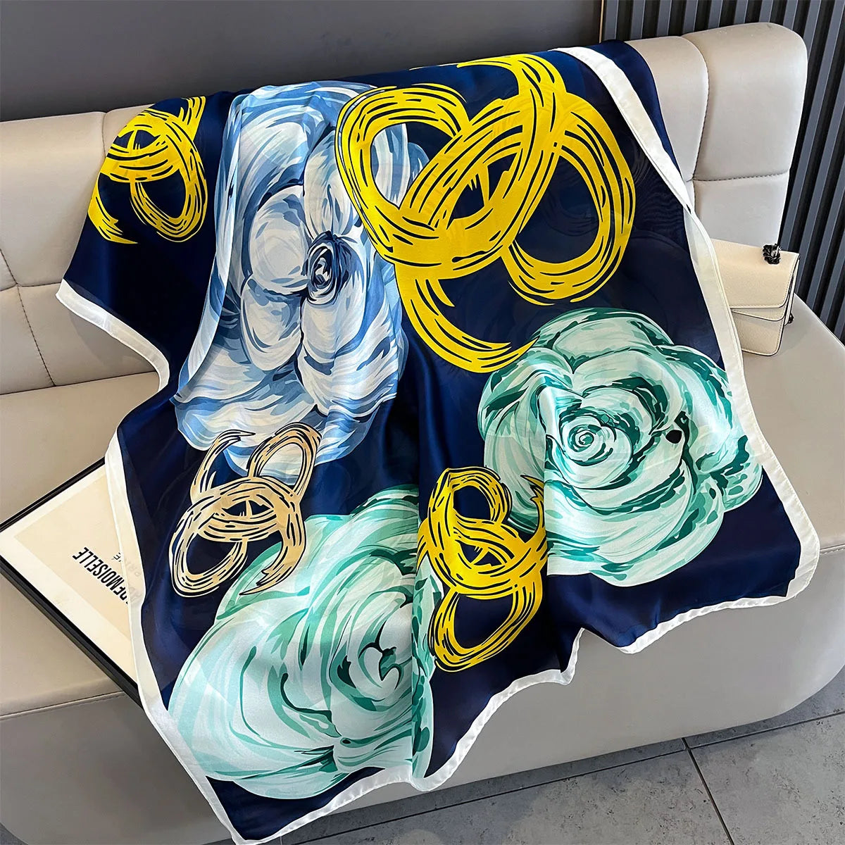 New Women Scarves Spring Summer Autumn Luxury Print Thin Light Satin Scarf Fashion Wrap Shawls 55 Colors Elegant Bandana Poncho