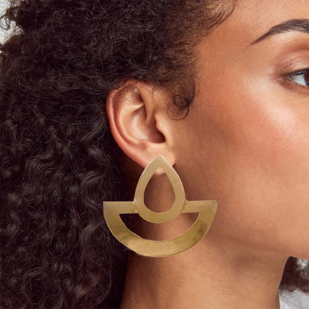 Hoop Earring For Women Gold Color Stud Big Pendant dangle Drop  Earrings