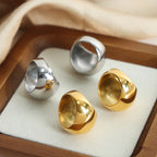 316L Stainless Steel Statement Rings For Women Men Shiny Surface Cocktail Rings Gold-Plated Smooth Waterproof Fashion Jewelry