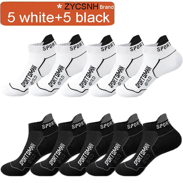 10 Pairs High Quality Socks Men's Summer Man Short Socks Breathable Ankle Socks Cotton Sports Socks Black Thin Cut Run Men Socks