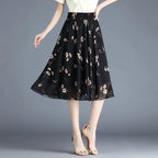 Skirts for Women Chiffon Woman Skirt Floral Midi Summer Casual New In Clothing Sales Modest Luxury Elegant High Quality V Cheap