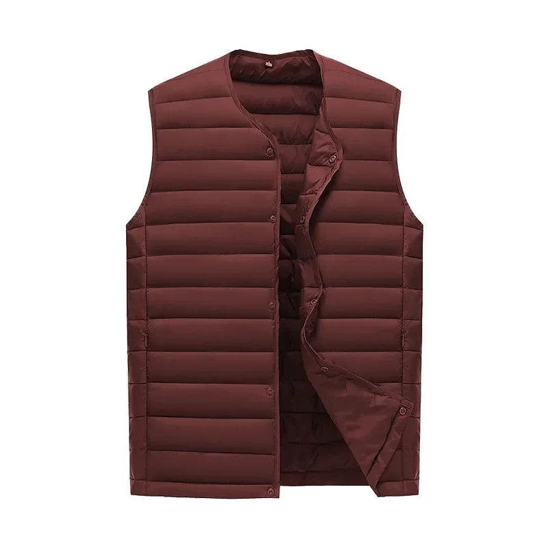 Men Vest Jacket Warm 2024 Autumn Winter Casual Sleeveless Coats Down Cotton Waistcoat Solid Color Male Buttons V-neck Outerwear